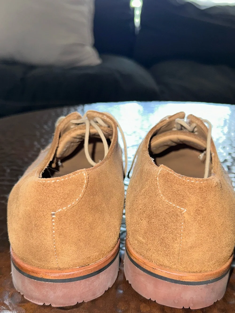 Men's Orvis Tan Suede Derby Shoes - Classic Lace-Up